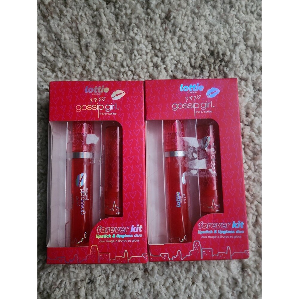 Lot of 2 Lottie London x Gossip Girl Forever KitsLipstick Lipgloss 3 words NWT